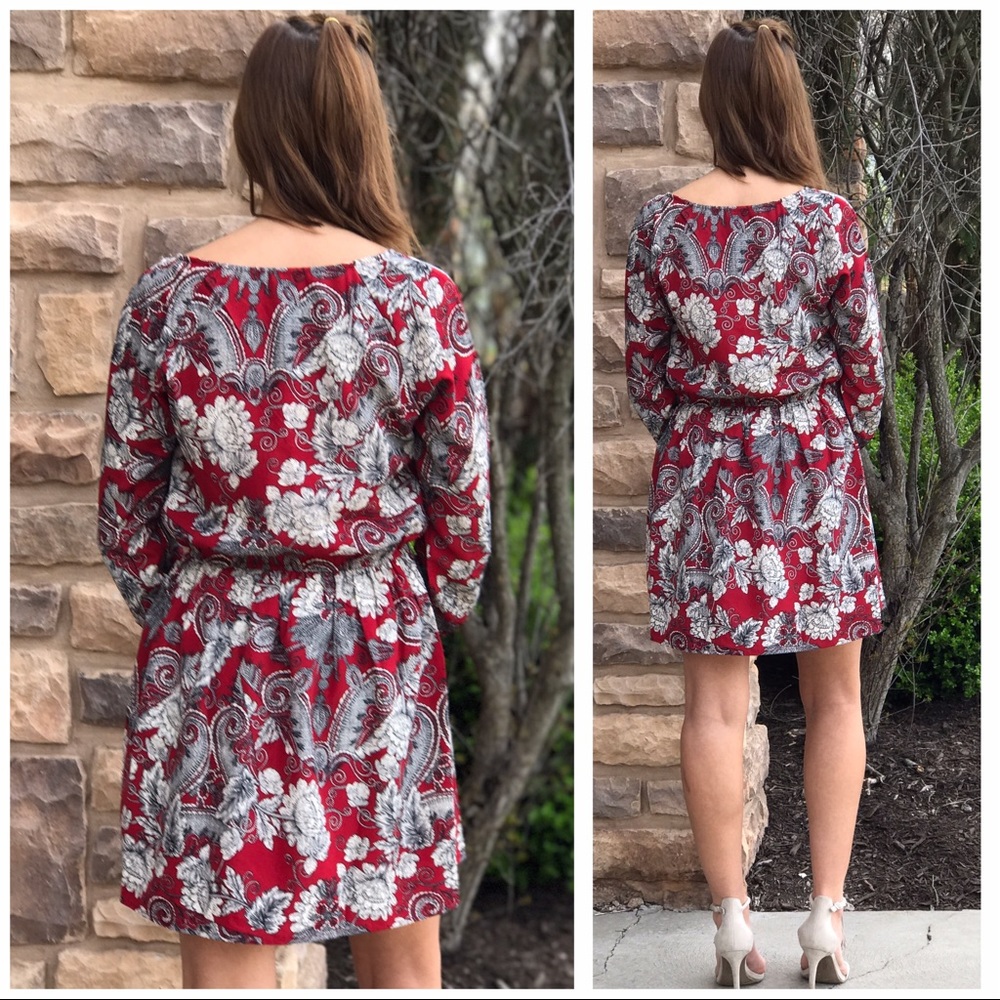 Red Paisley Print Dress - Picture 2 of 3