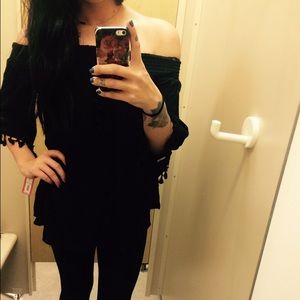 Black off the shoulders top