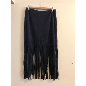 Haute Monde suede look fringe skirt