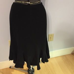 Black tulip flare skirt with button detail back