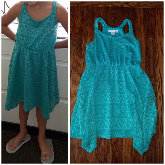 🚨MUST GO🚨Girls 6/6X teal crochet dress