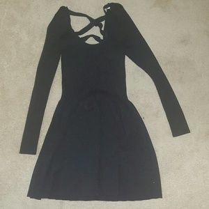 Charcoal sweater dress with strappy back