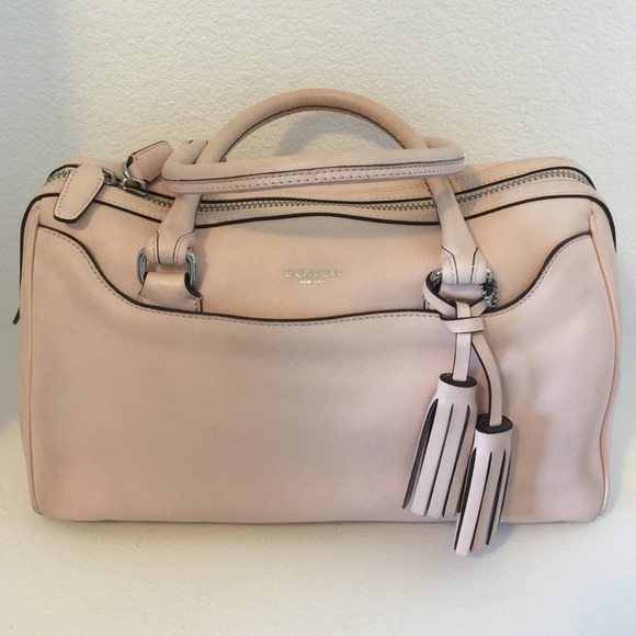 Blush Coach Legacy Leather Handbag with Tassels