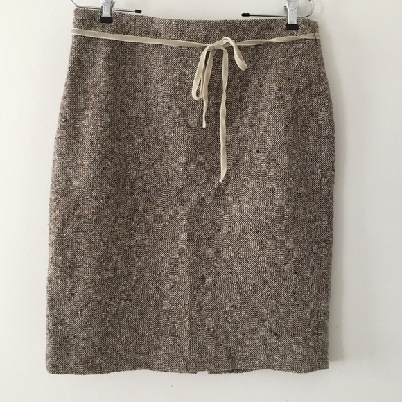 J. Crew tweed skirt with velvet ribbon tie