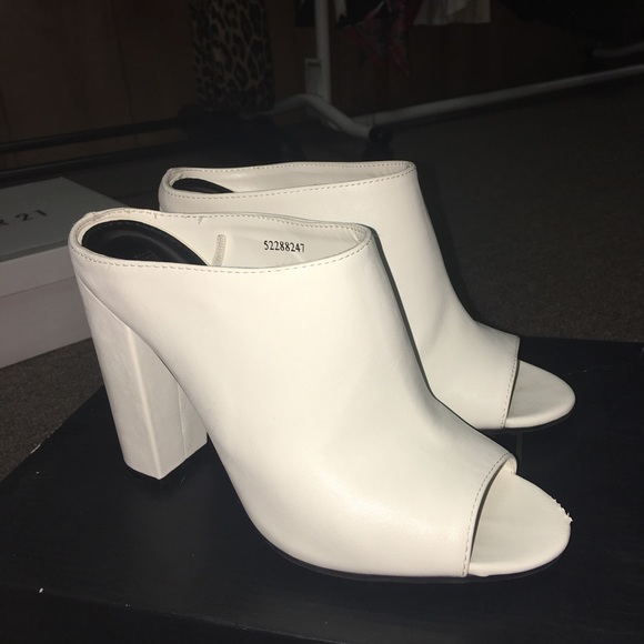 White Leather Mules