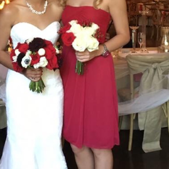 Red David's bridal bridesmaid dress size 0