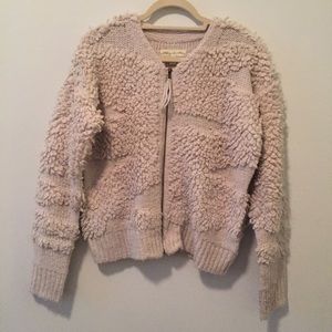 textured zip up sweater