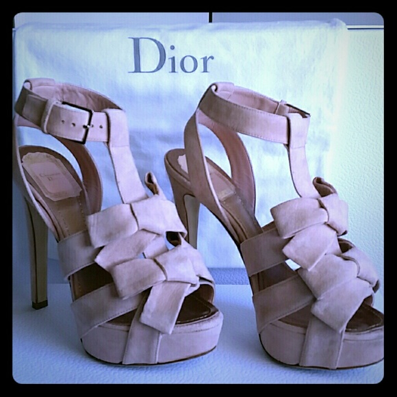 Dior blush pink suede "Ingenue" platform sandals