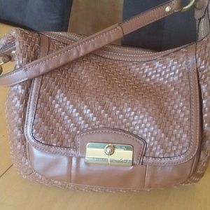 Coach woven leather handbag