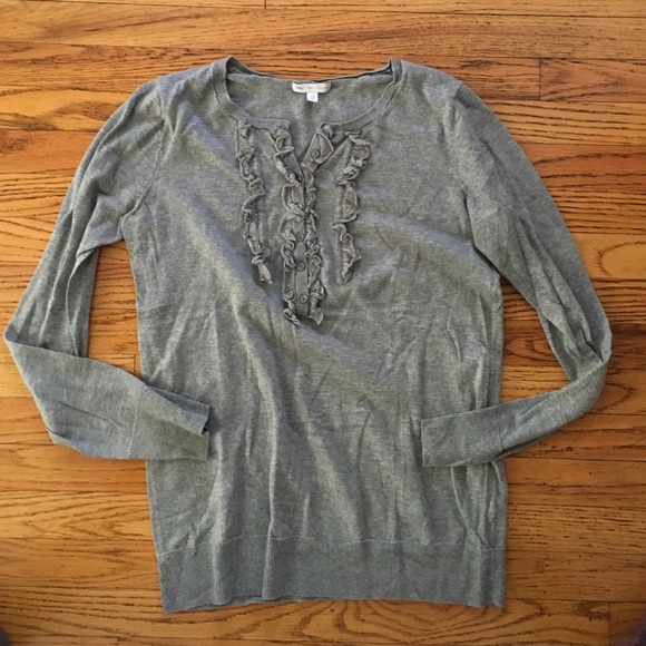 GAP Sweaters - Gray Button Down Sweater by Gap, Ruffle Details