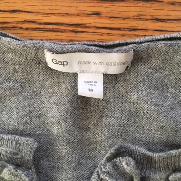 Gray Button Down Sweater by Gap, Ruffle Details - Picture 2 of 4