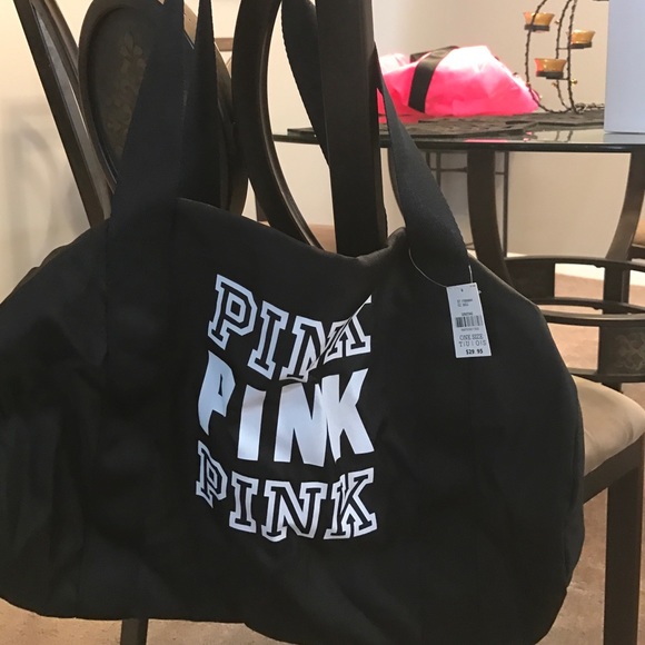 Pink Victoria secret bag in black