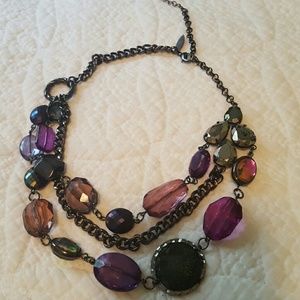 Asymmetrical Gunmetal Statement Necklace