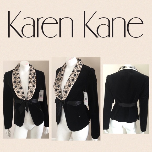 ❌SOLD❌Black & Champagne Beaded Collar Blazer 10