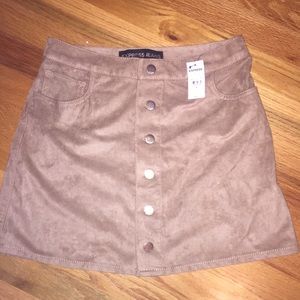 Suede Button Down Skirt
