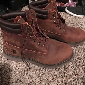 Brown leather timberland boots