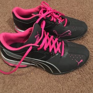 Black and pink sneakers