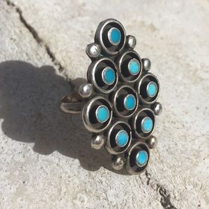 Navajo turquoise silver vintage boho chic ring!!