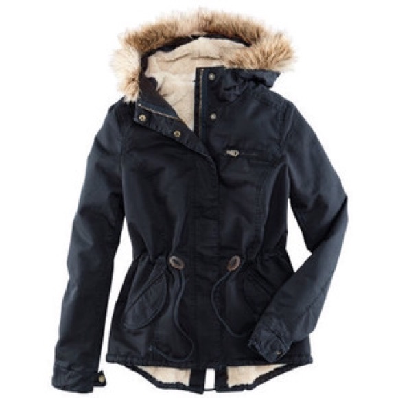 H&M lined parka with fur trimmed hood
