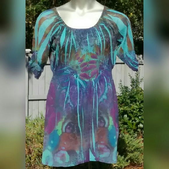Color washed print dress