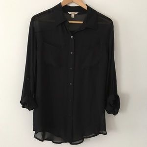 Sheer black button down blouse