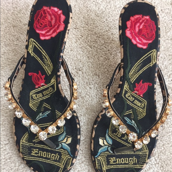 Beverly Feldman kitten heeled sandal with jewels