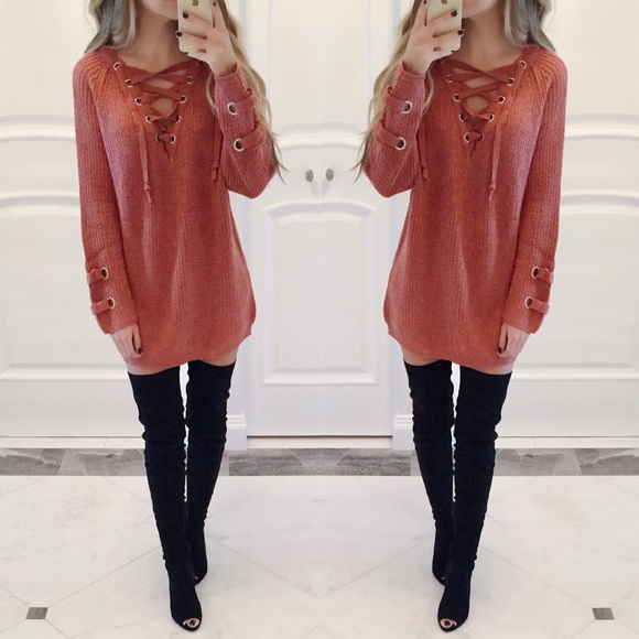 SOLD OUT ❌ Molly Lace-Up Sweater - Picture 2 of 4