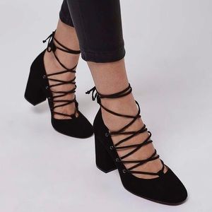 Topshop GOLD Round Toe Ghillie Shoes