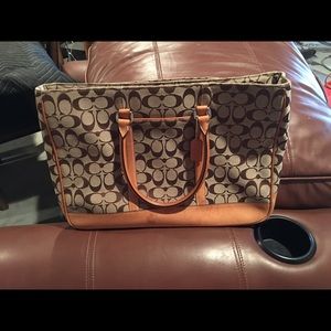 Orange and brown Coach bag