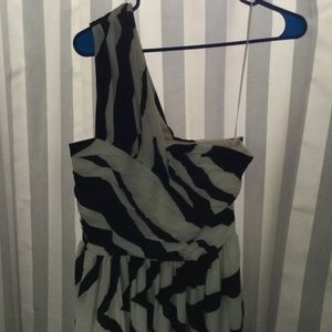 Express black and white one shoulder dress