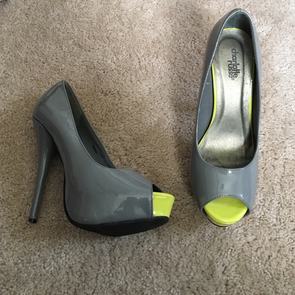 Charlotte Russe gray heel with neon green toe