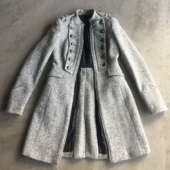 Zara Jackets & Blazers - 🔥 Zara Gray Herringbone Military Coat  XS