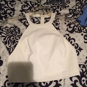 Size S white leather crop top