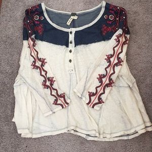 Free People Embroidered long sleeve top NWOT