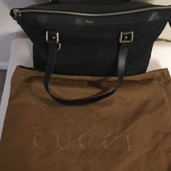 Authentic Black Canvas Gucci D ring tote.