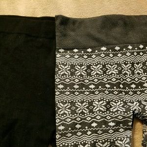 Set of 2 fleece lined Maternity leggings, one size