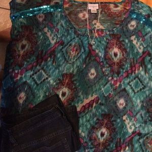 Jaclyn Smith Aztec Blouse