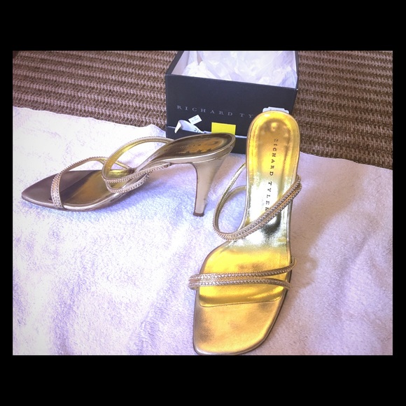 RIchard Tyler mule sandals GOLD!