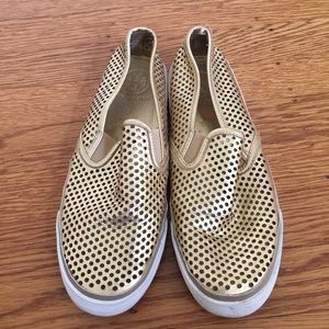 Tory Burch Gold Slip Ons 8.5