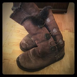 Chocolate UGG button boots