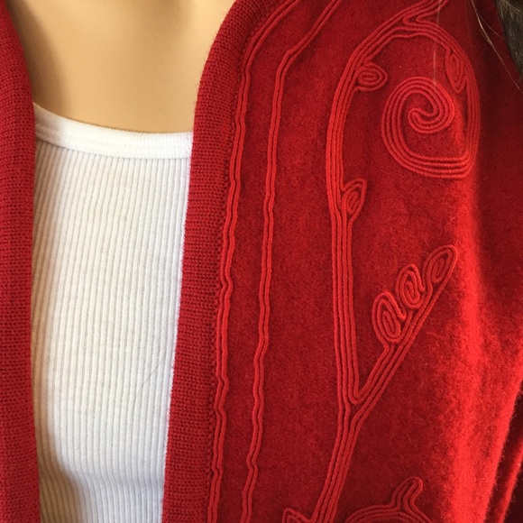 Boiled Wool Embellished Open Front Jacket Cardigan - image 2