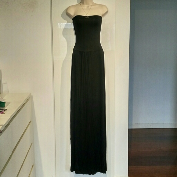 Black Ultra Long Jersey Maxi Tube Dress Size XS