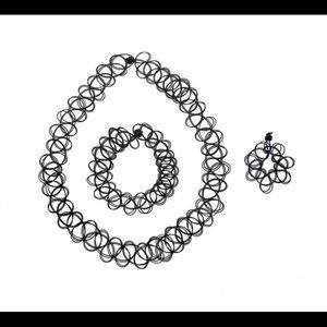 Stretchy Tattoo Choker Necklace, Bracelet and Ring