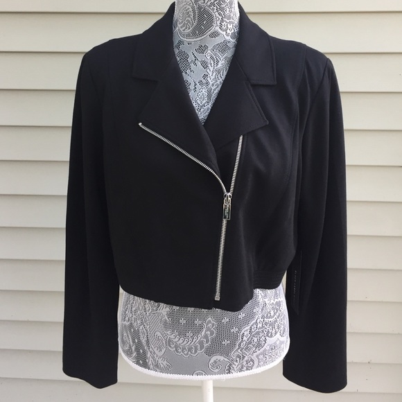Chico's Black Label Cropped Moto Jacket