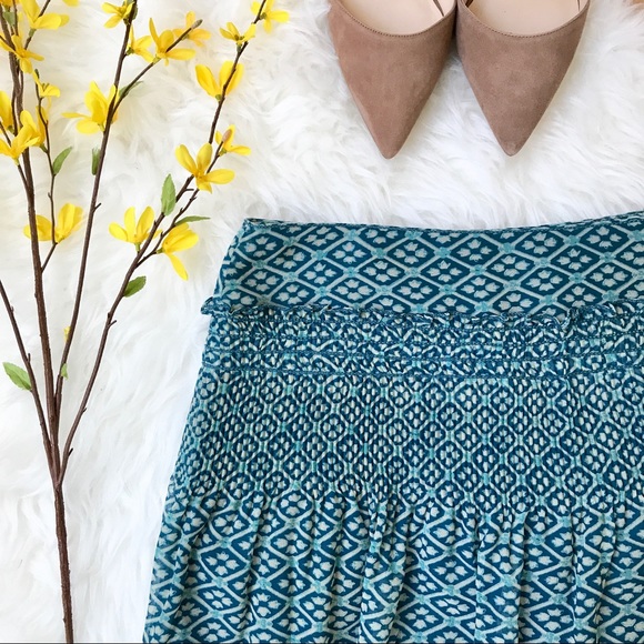 {Max Studio} Teal Flare Printed Skirt - Picture 2 of 5