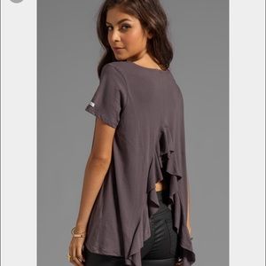 RVCA open back ruffle jersey t shirt