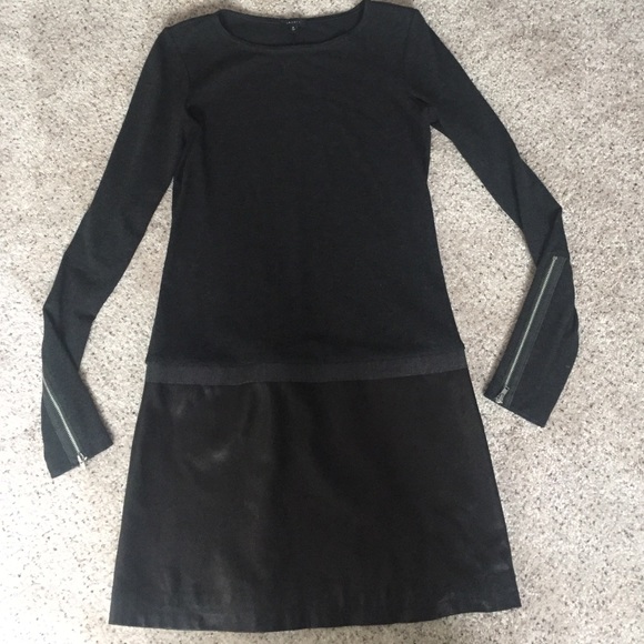 Theory long sleeved dress leather skirt