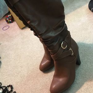 knee-high brown boots