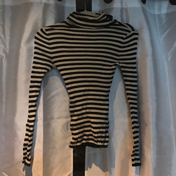 Black and white striped turtle neck