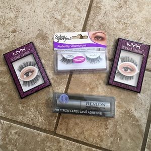 3 Glamour False Lash Sets with Precision Adhesive
